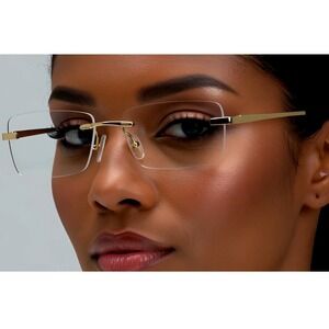 Women Sunglasses Fashion Rimless Rectangle‎ Gold Frame Clear Lens Hip Hop UV400